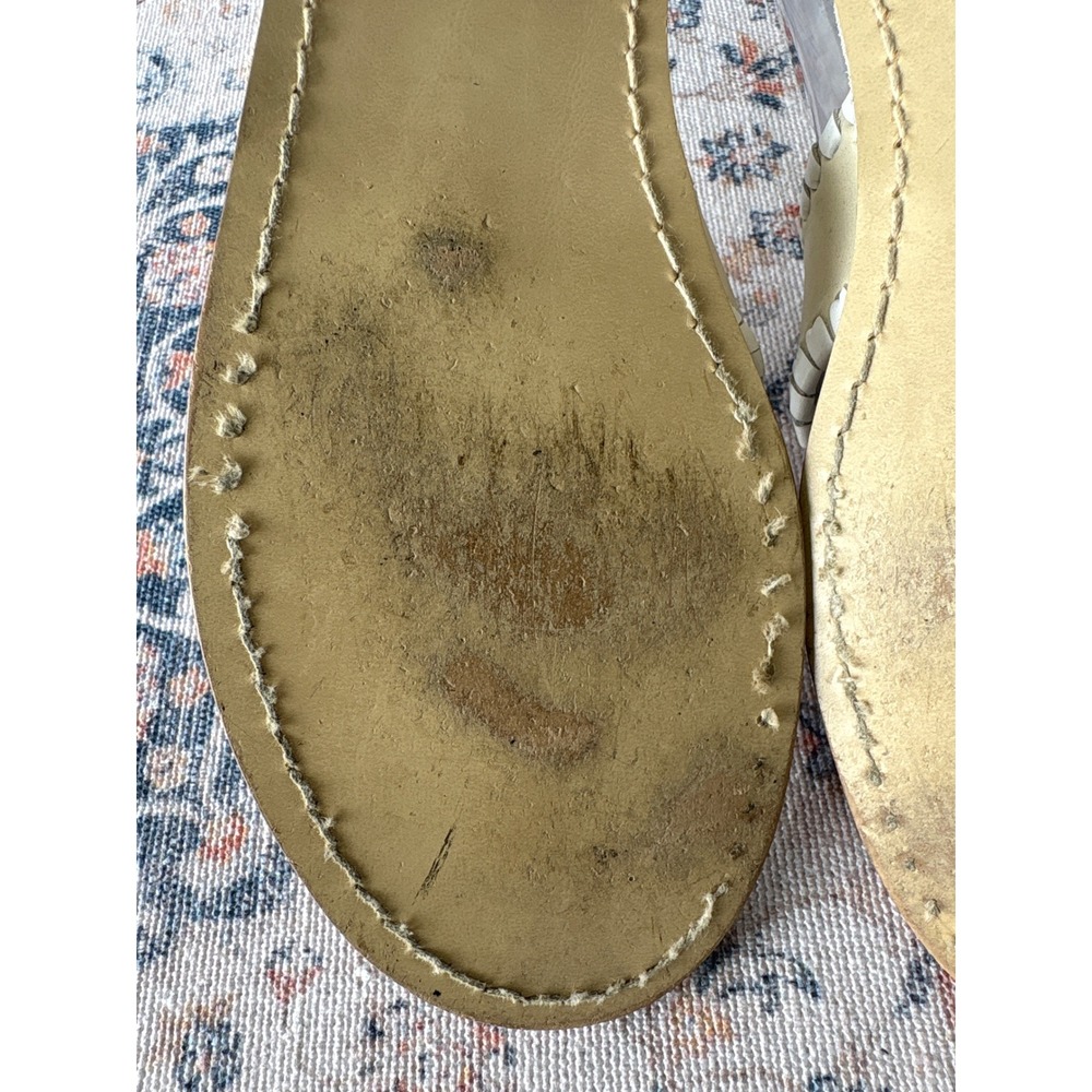 Jack Rogers Jacks Flat Sandal Cream White Leather Whipstitch Thong Size 8M - Picture 8 of 9